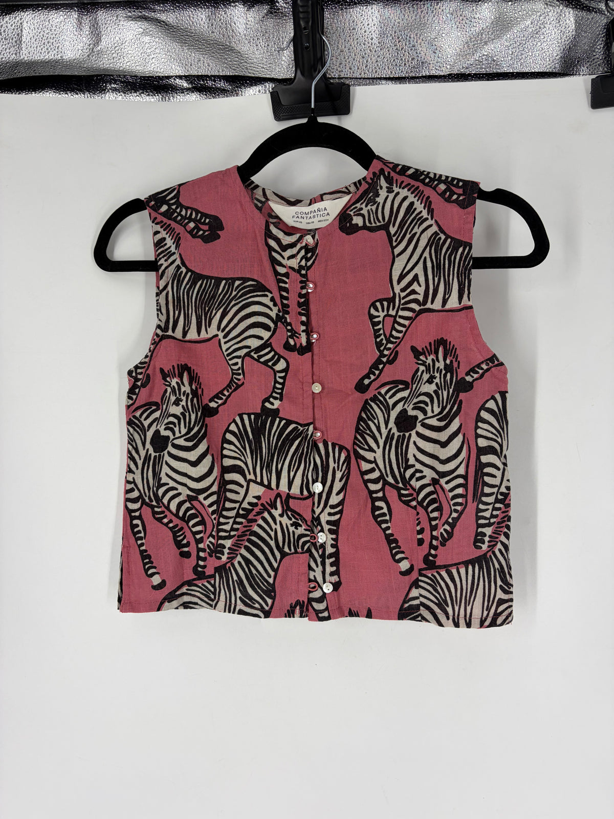 Pink Compania Fantastica cropped zebra top, XS