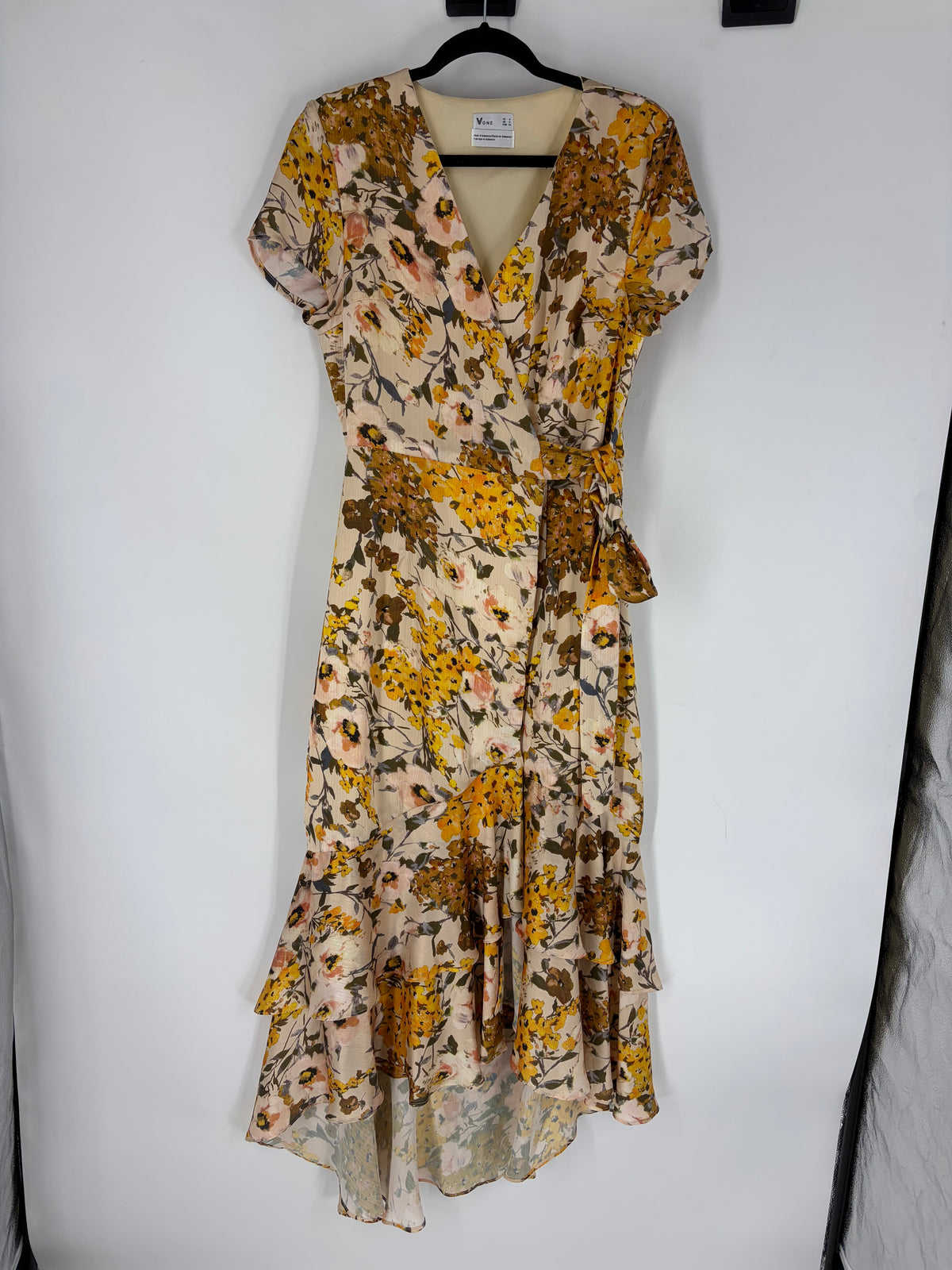 Yellow Vone Floral Ruffle Wrap Maxi, 4