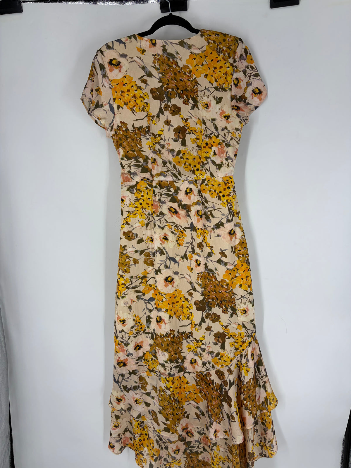 Yellow Vone Floral Ruffle Wrap Maxi, 4