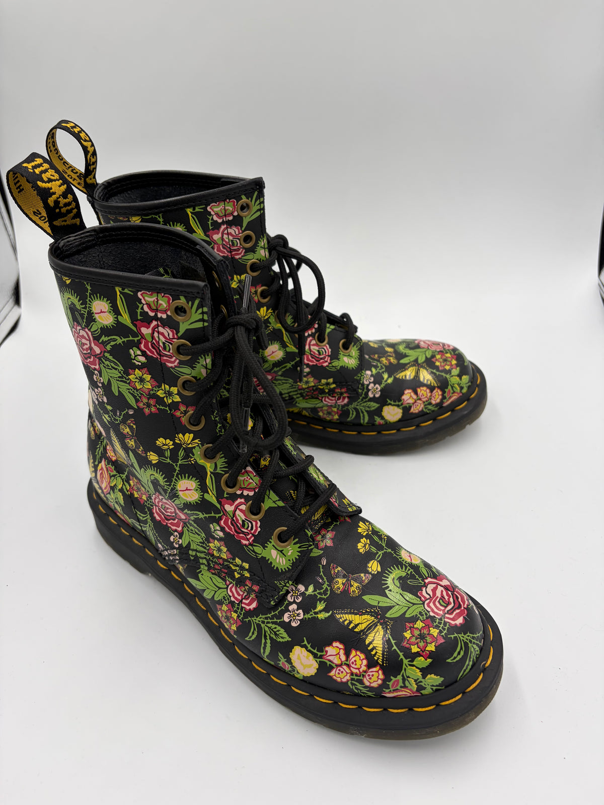 Black Dr. Marten Floral 27247 Boots, 8