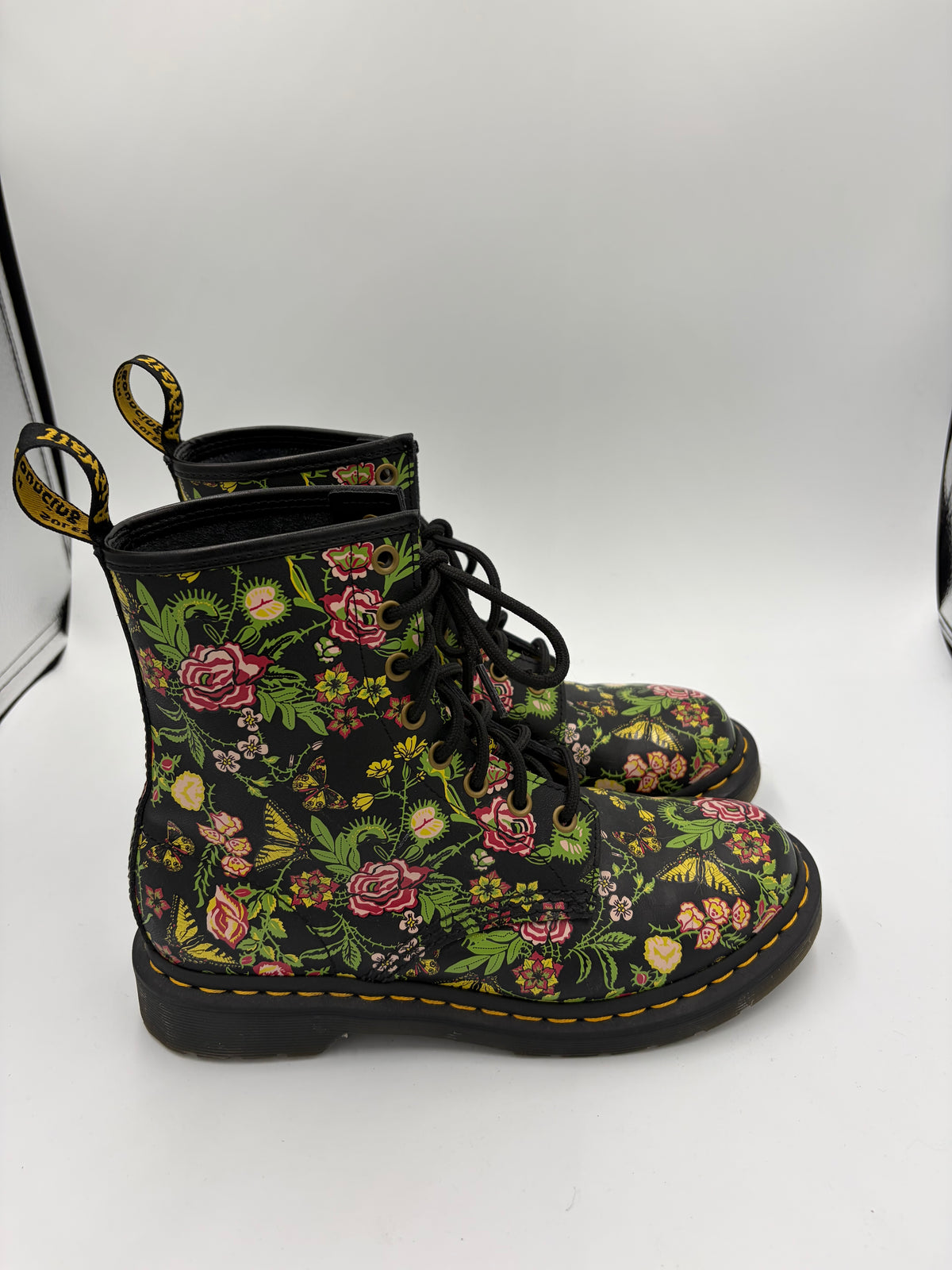 Black Dr. Marten Floral 27247 Boots, 8