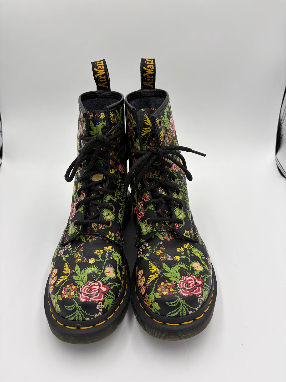 Black Dr. Marten Floral 27247 Boots, 8