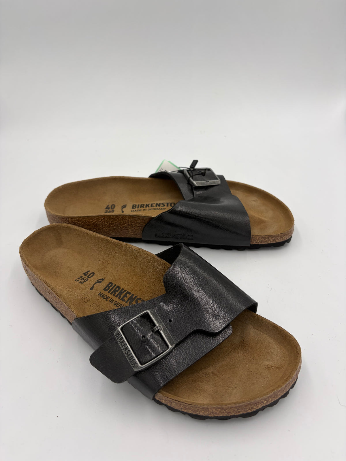 shiny black Birkenstock big strap sandal, 40