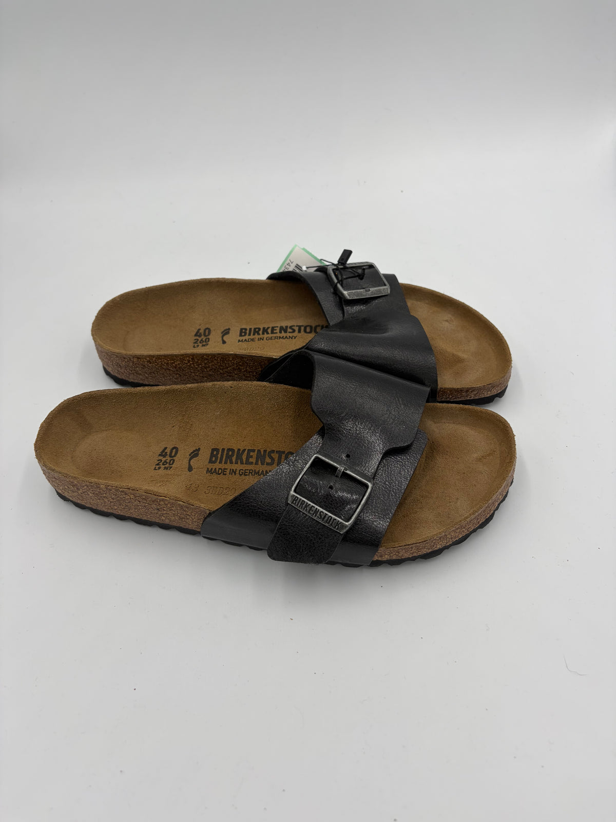 shiny black Birkenstock big strap sandal, 40