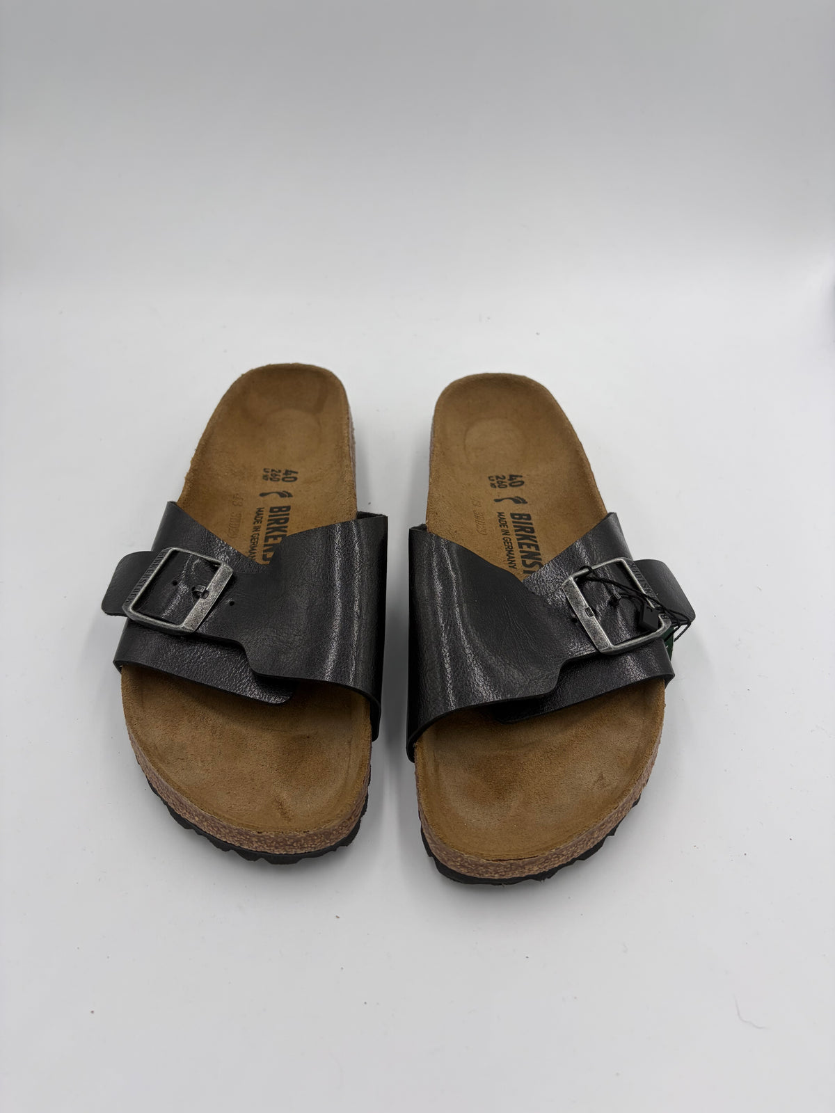 shiny black Birkenstock big strap sandal, 40
