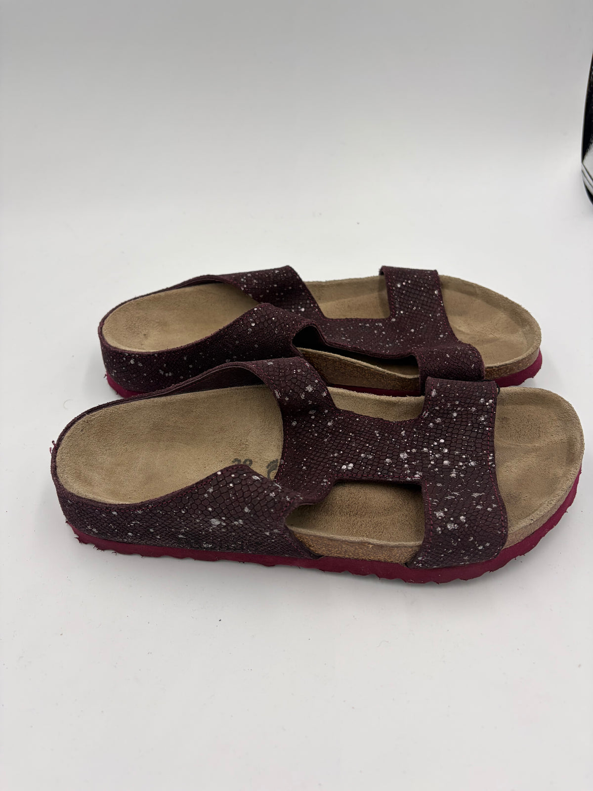 purple Birkenstock paint splatter textured sandal, 39