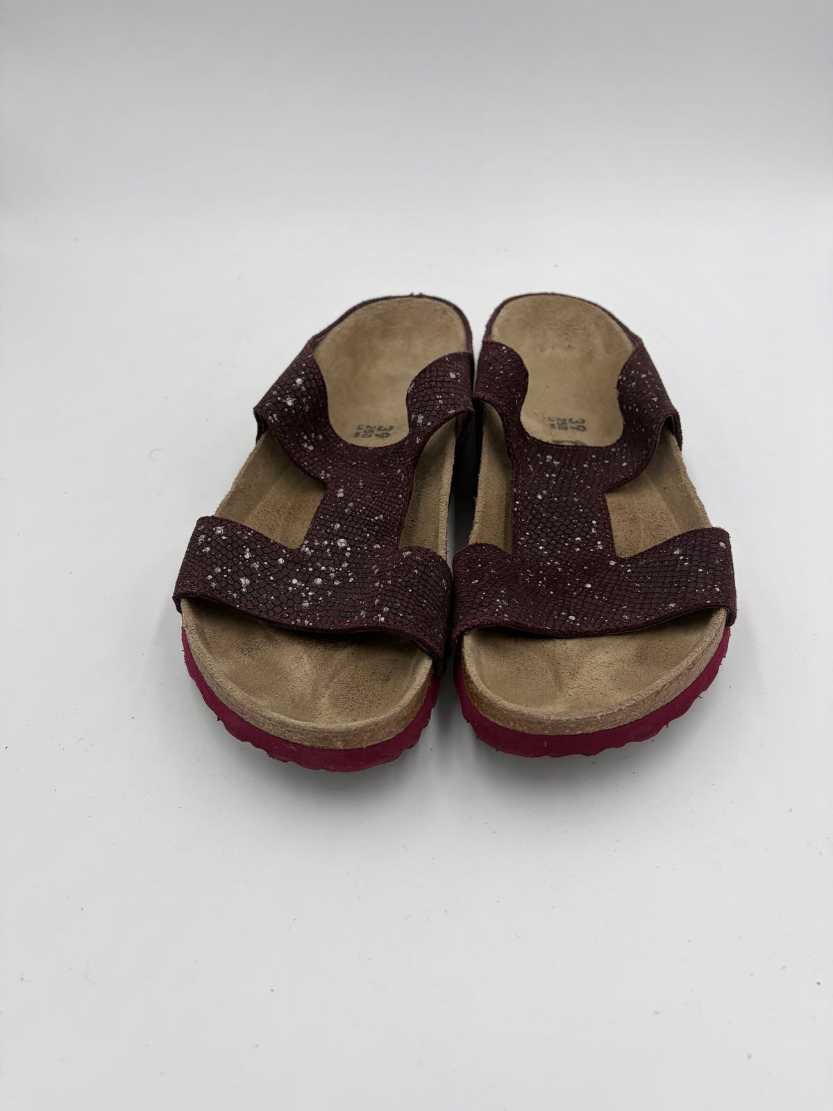 purple Birkenstock paint splatter textured sandal, 39