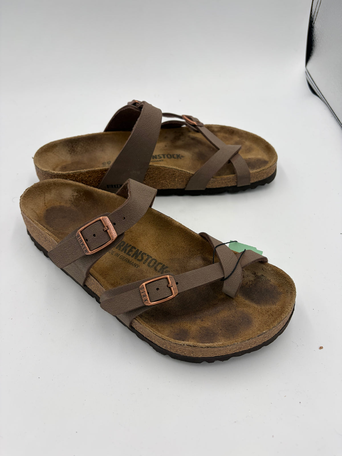brown Birkenstock double buckle toe strap sandal, 39