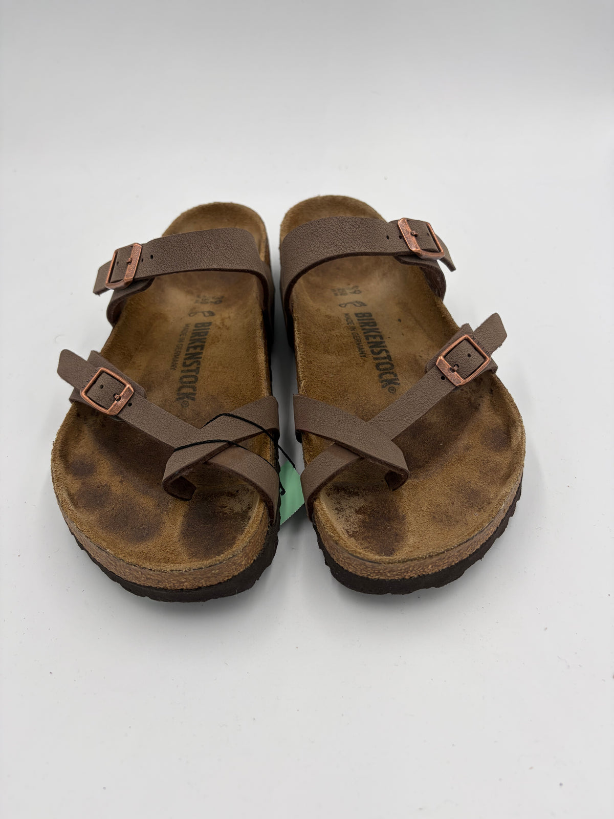 brown Birkenstock double buckle toe strap sandal, 39