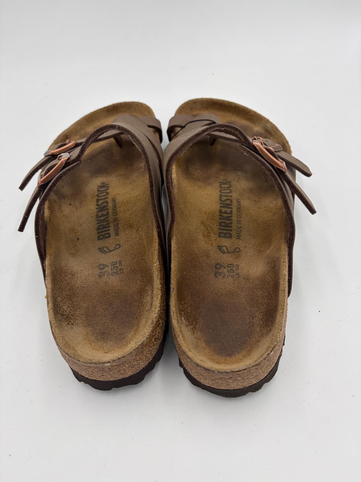 brown Birkenstock double buckle toe strap sandal, 39