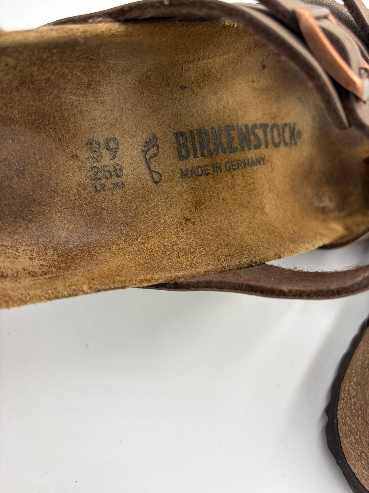 brown Birkenstock double buckle toe strap sandal, 39