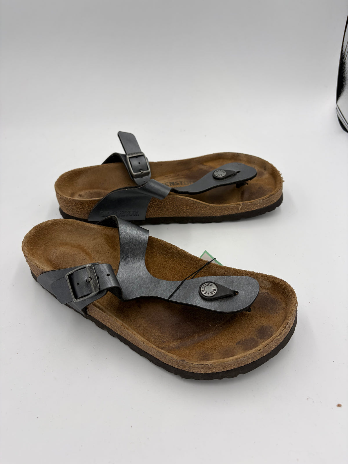 grey Birkenstock shiny thong sandal, 37