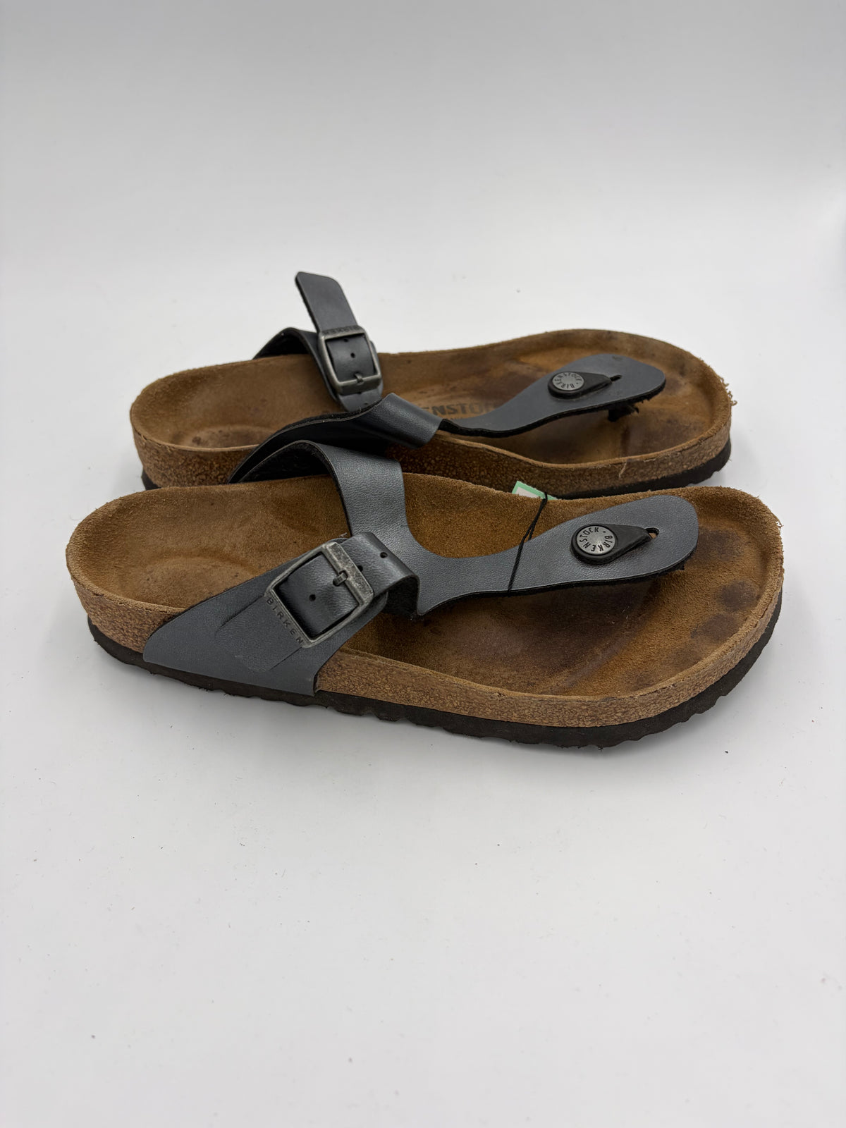 grey Birkenstock shiny thong sandal, 37