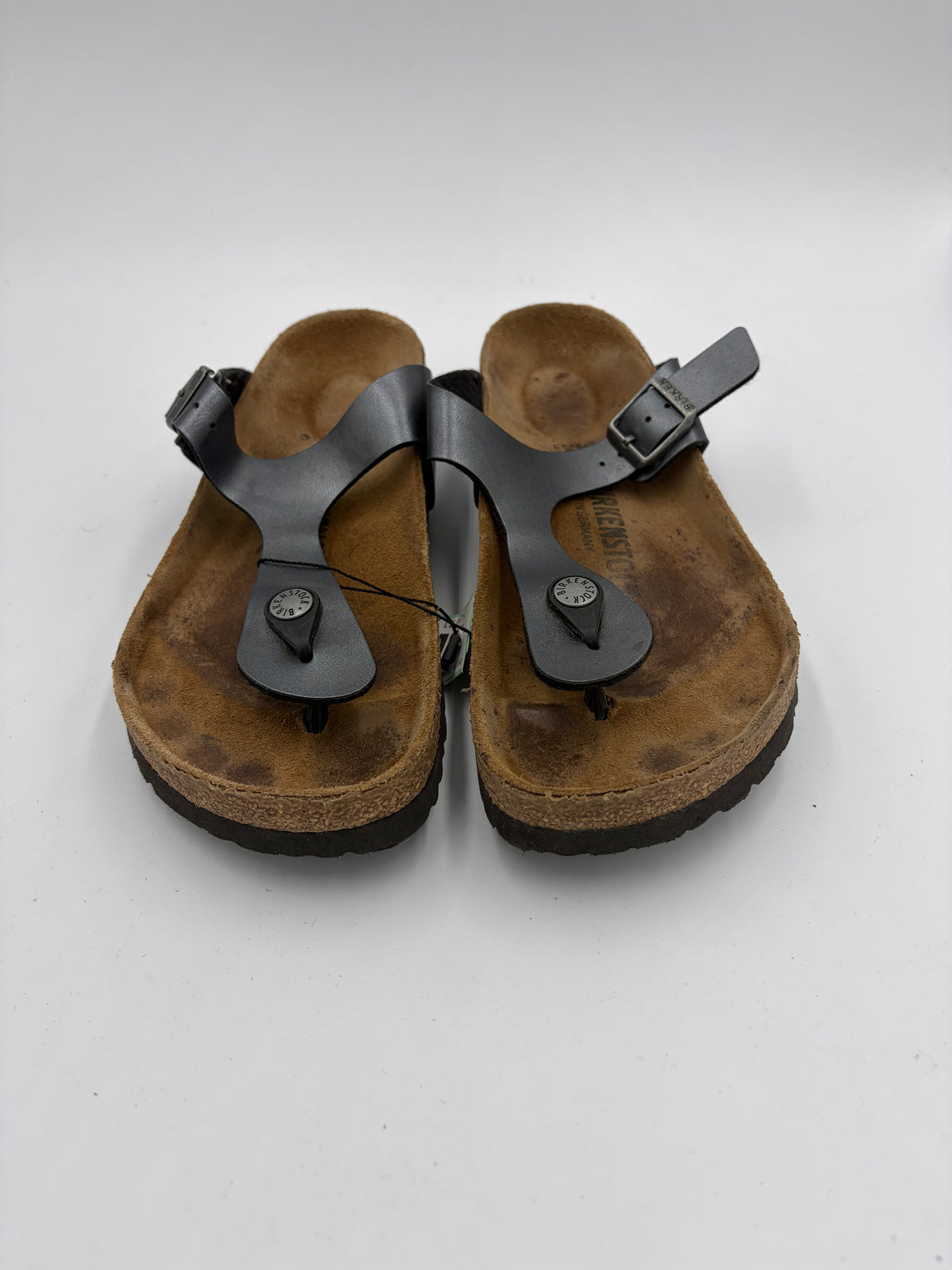 grey Birkenstock shiny thong sandal, 37