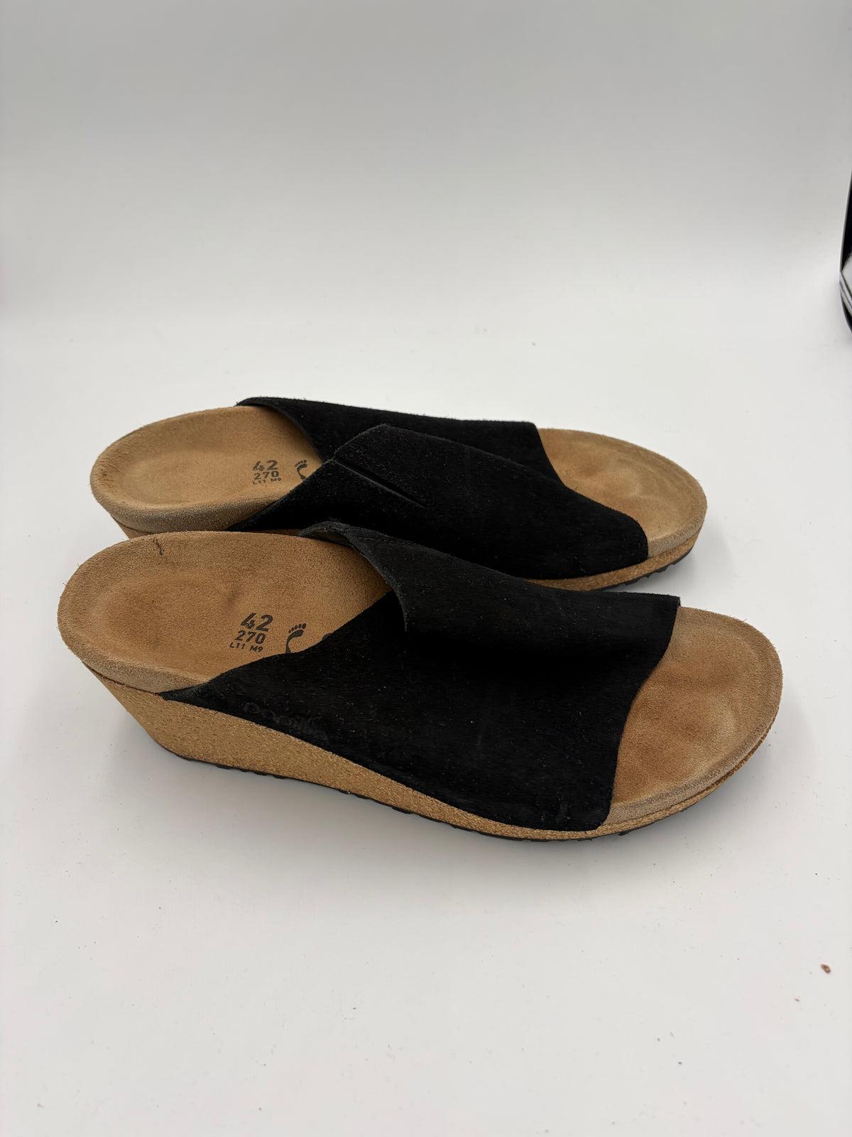 black Birkenstock cork wedge mule papillo, 42