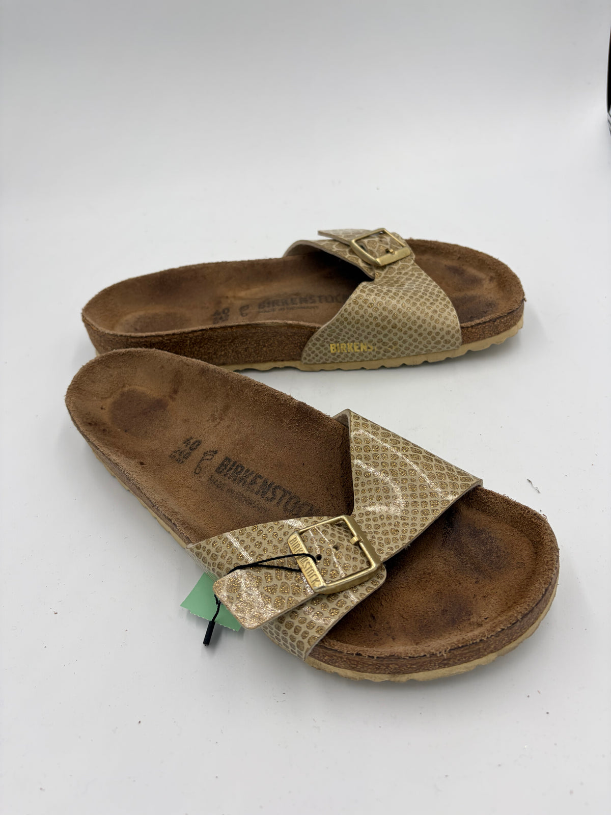 gold Birkenstock metallic snake strap, 40