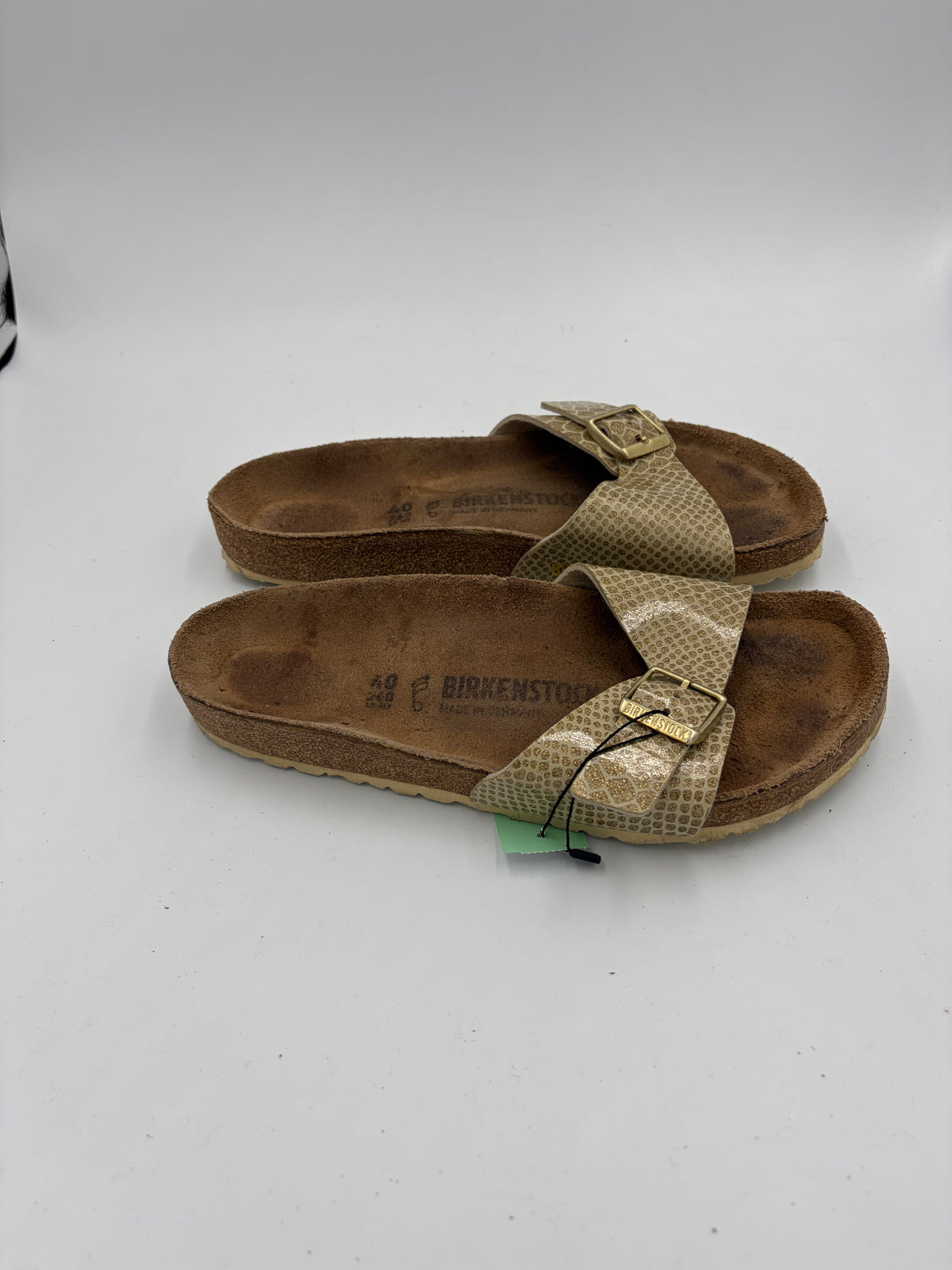 gold Birkenstock metallic snake strap, 40