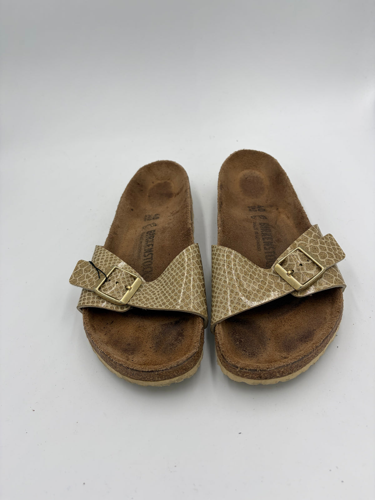gold Birkenstock metallic snake strap, 40