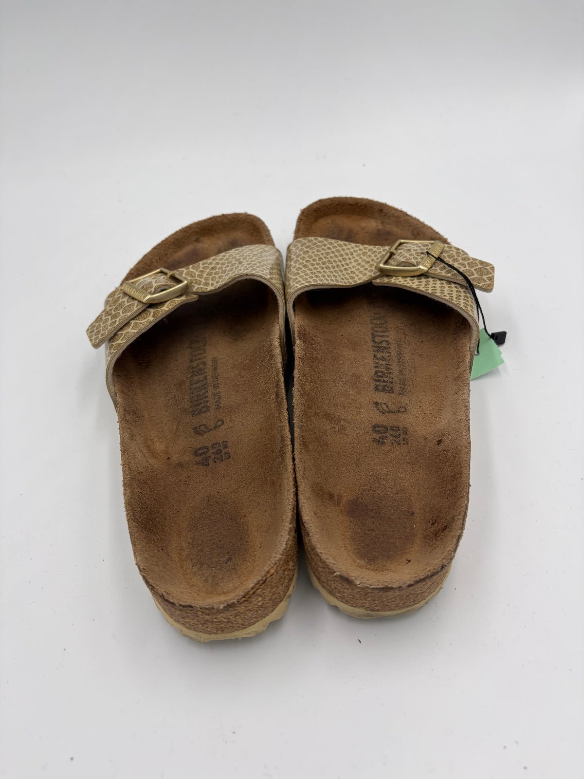 gold Birkenstock metallic snake strap, 40