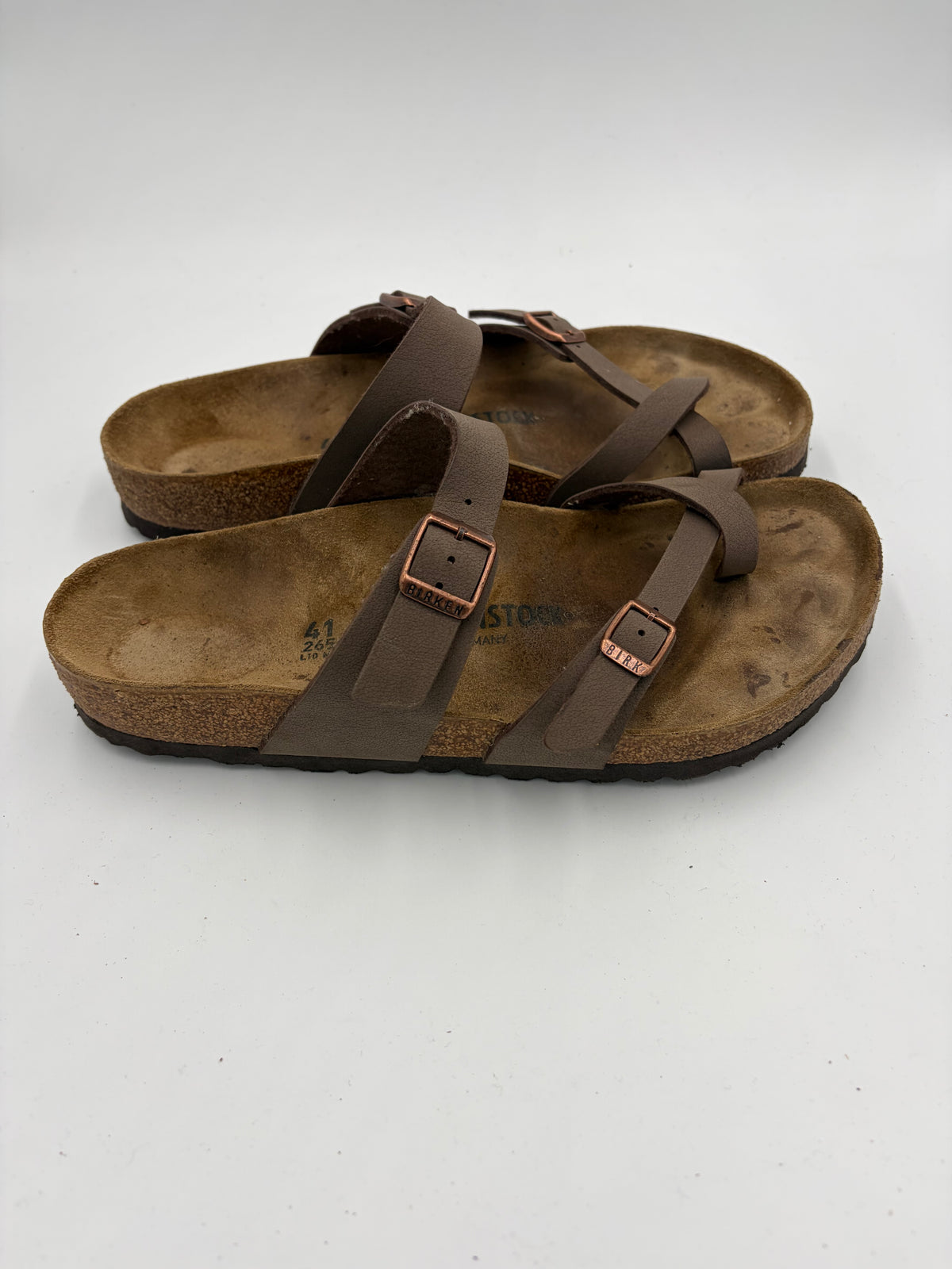 brown Birkenstock double buckle toe strap, 41