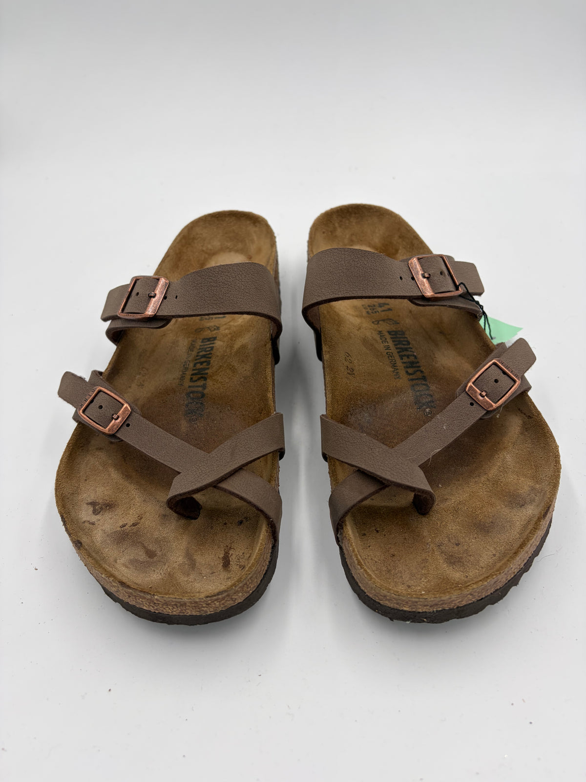 brown Birkenstock double buckle toe strap, 41