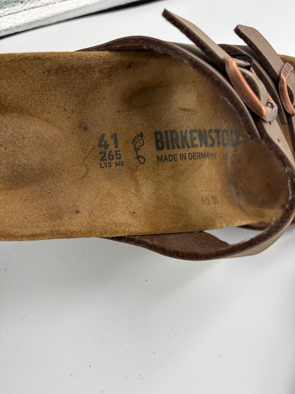 brown Birkenstock double buckle toe strap, 41