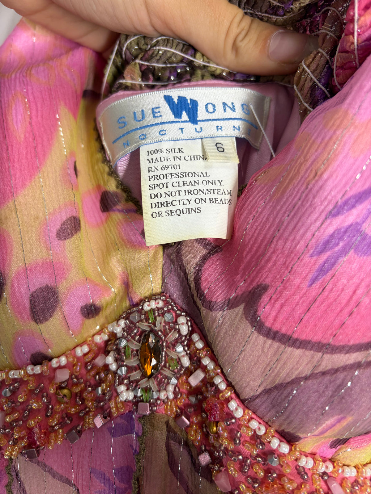 Pink Sue Wong Beaded Y2K Dress, 6