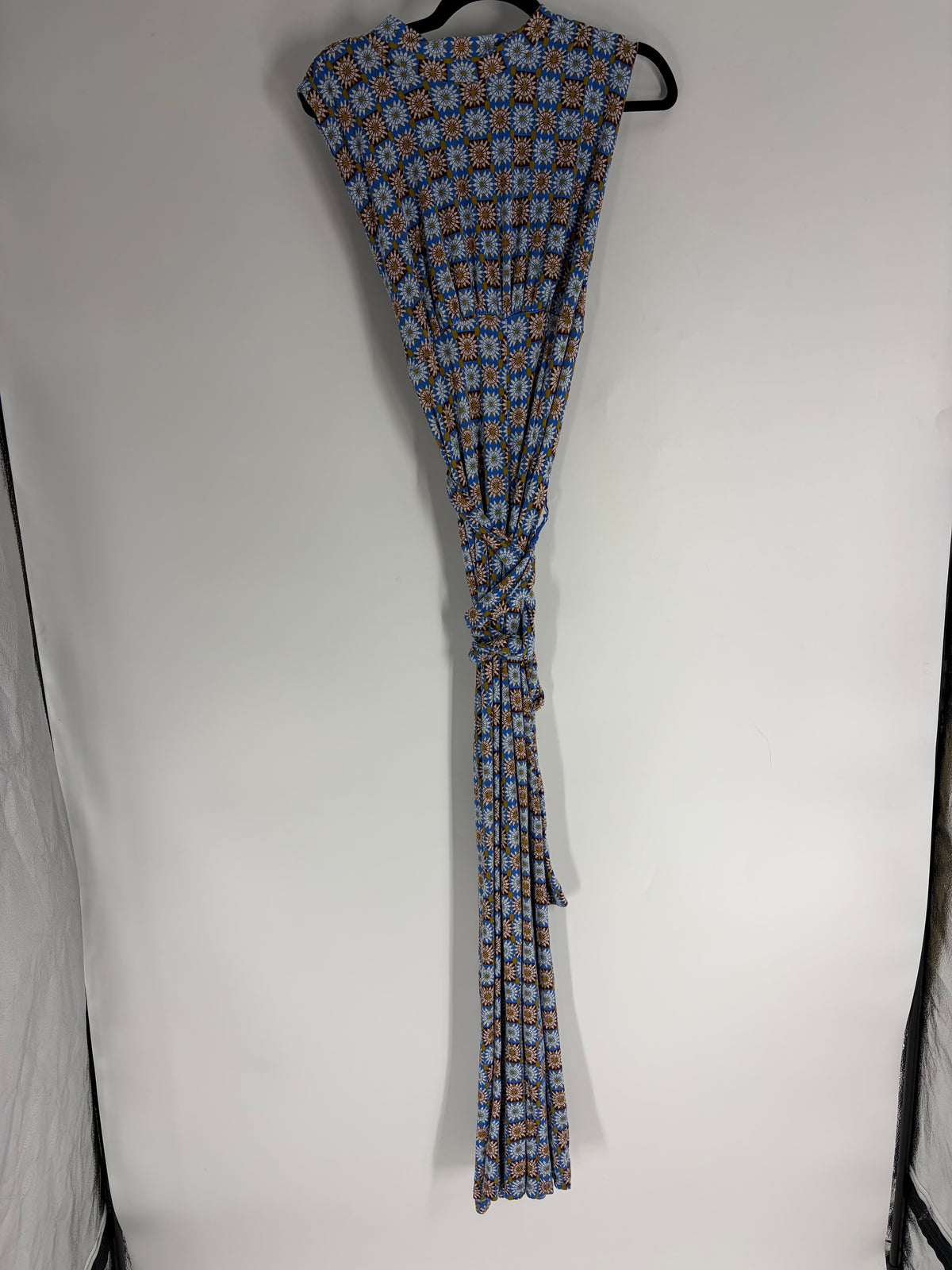 Blue Free People Checkered Floral Jumpsuit, S