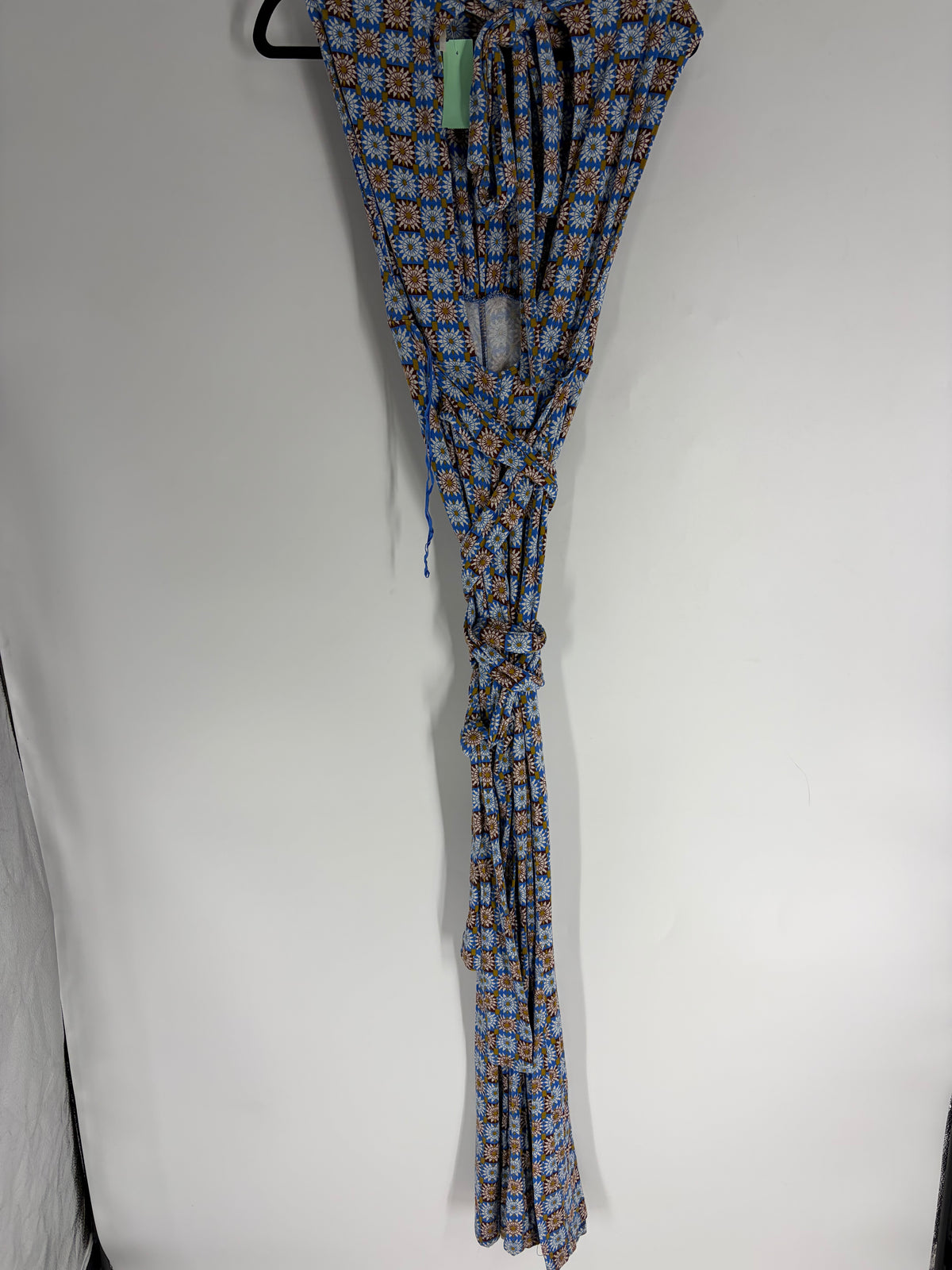 Blue Free People Checkered Floral Jumpsuit, S