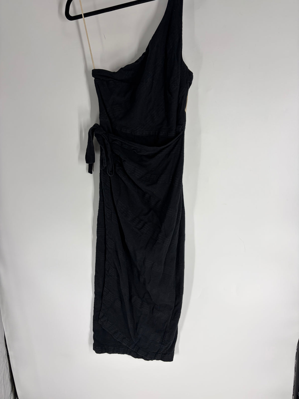 Black Free People One Shoulder Wrap Dress, M