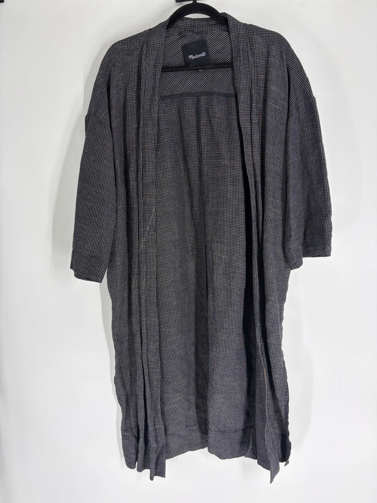 Black Madewell Windowpane Kimono, S