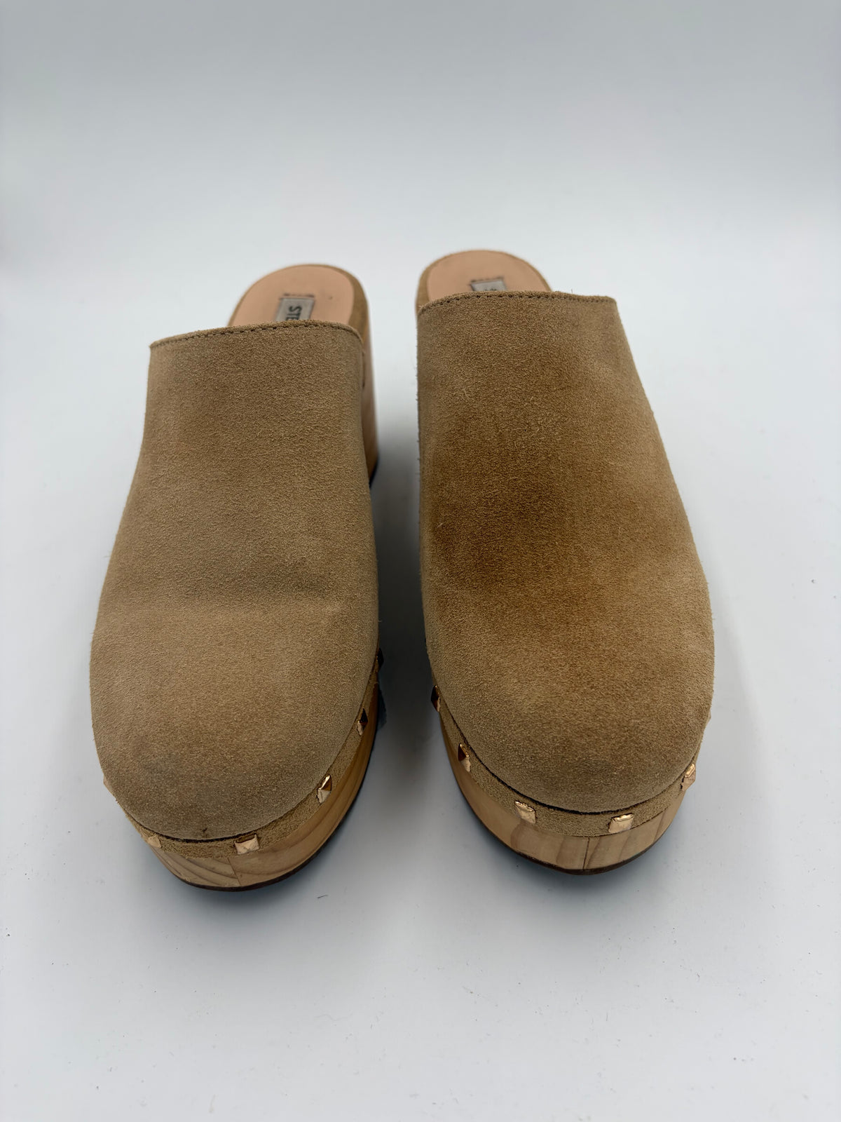 brown steve madden suede heeled mules, 8