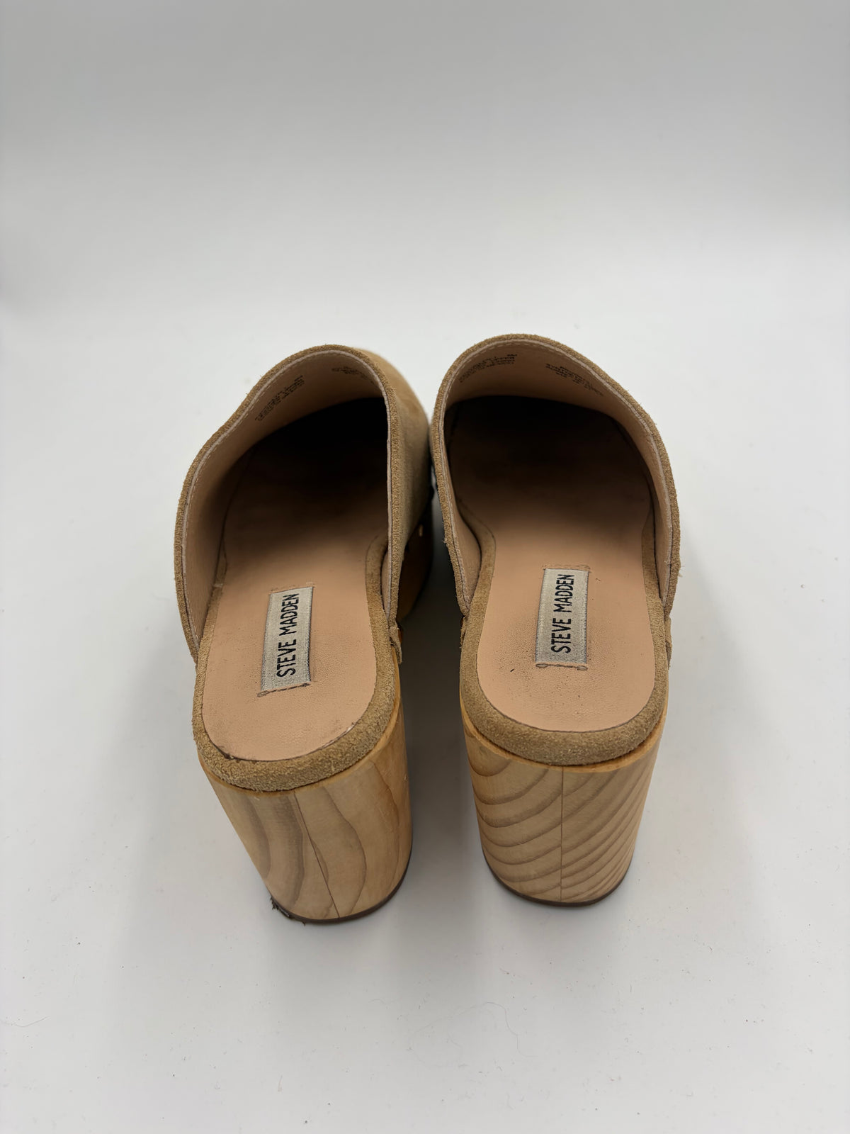 brown steve madden suede heeled mules, 8