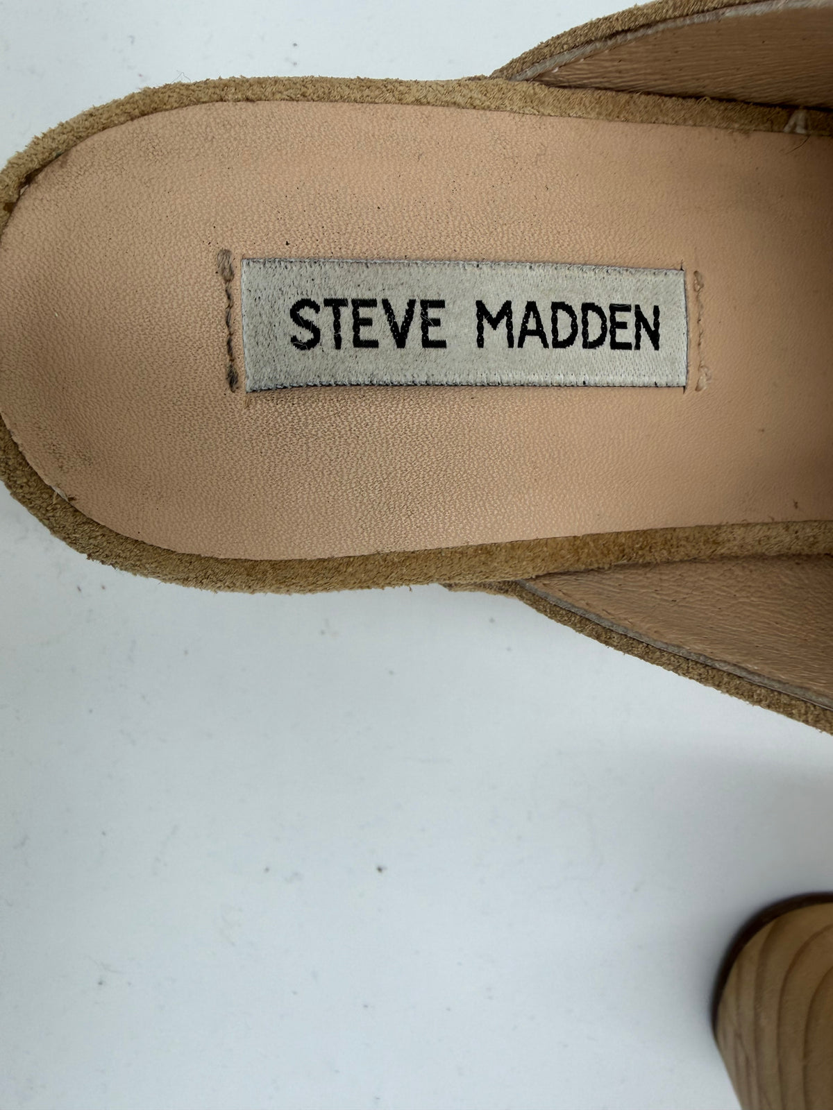 brown steve madden suede heeled mules, 8