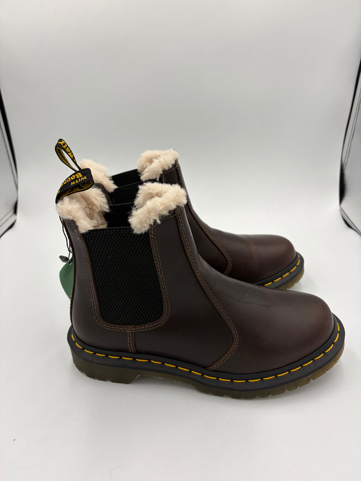 Brown Doc Martens fur lined chelsea boot, 7.5