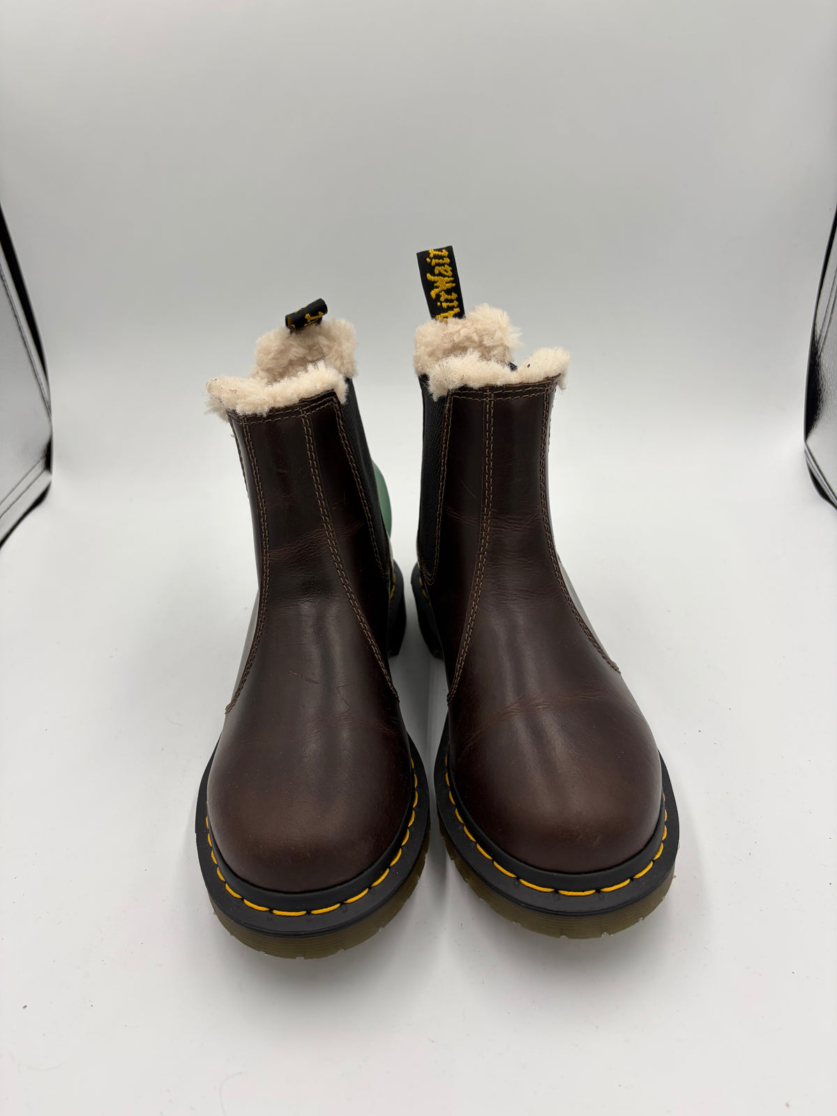 Brown Doc Martens fur lined chelsea boot, 7.5