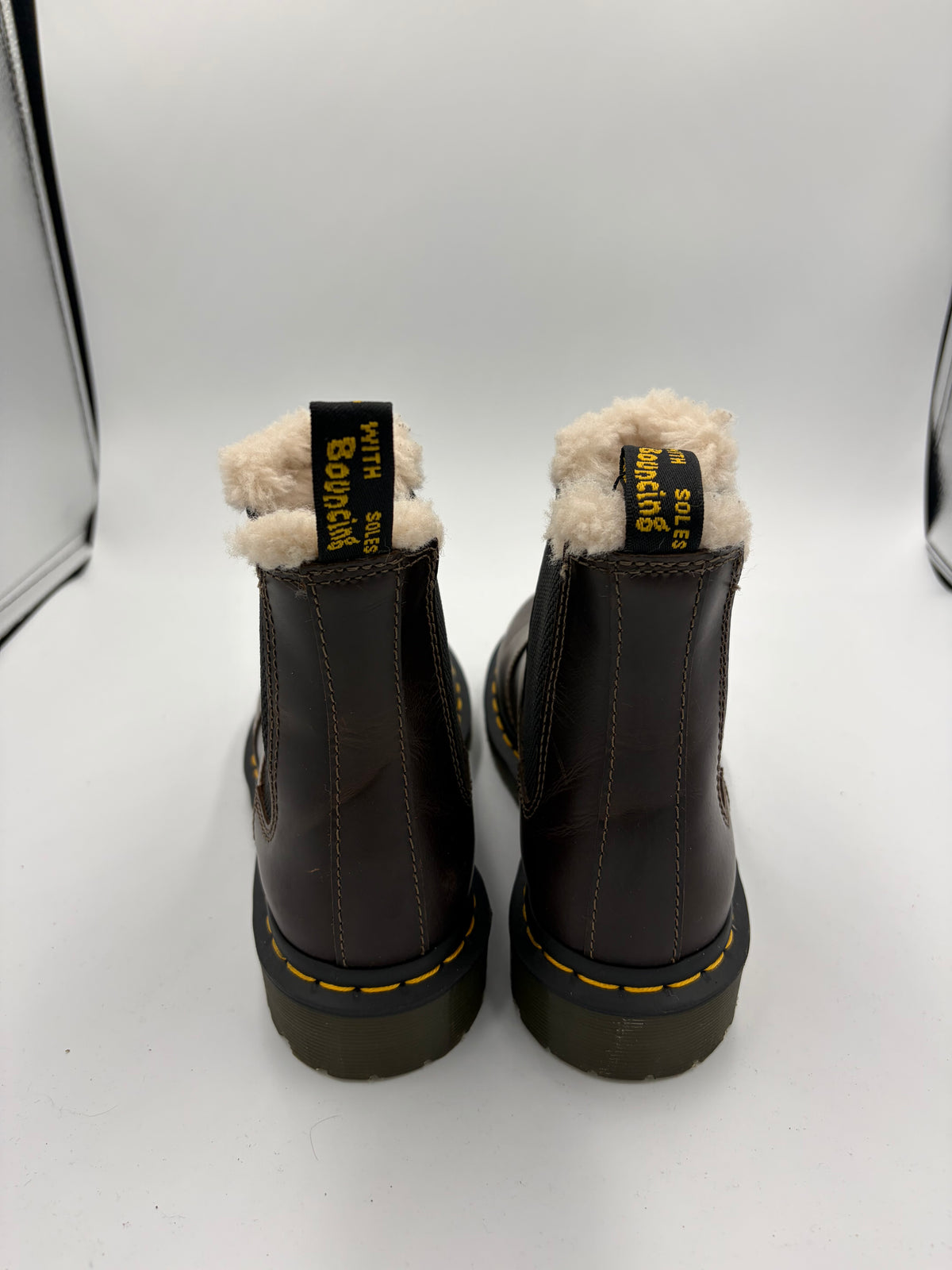 Brown Doc Martens fur lined chelsea boot, 7.5