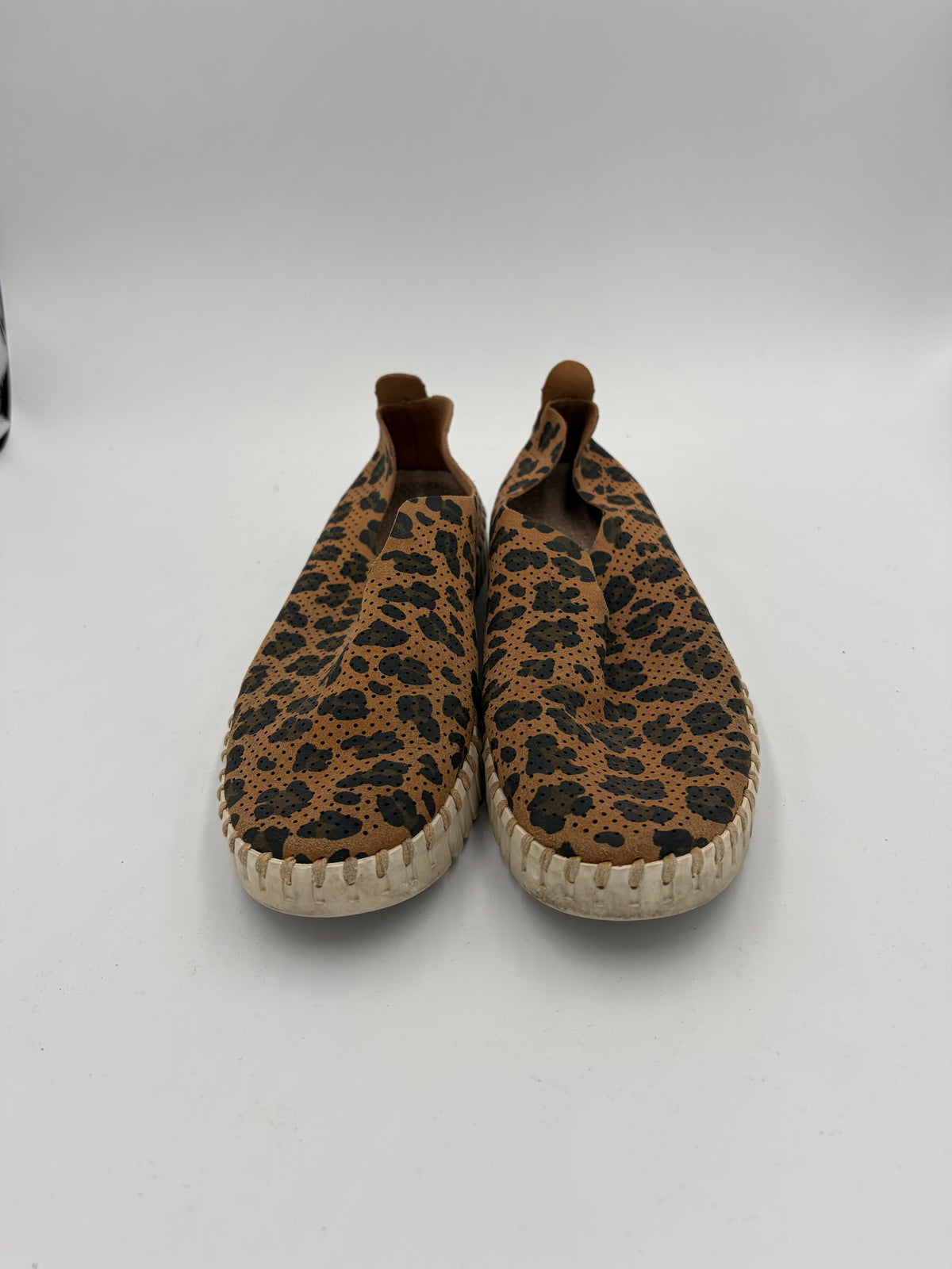Brown Ilse Jacobsen cheetah slip ons, 36