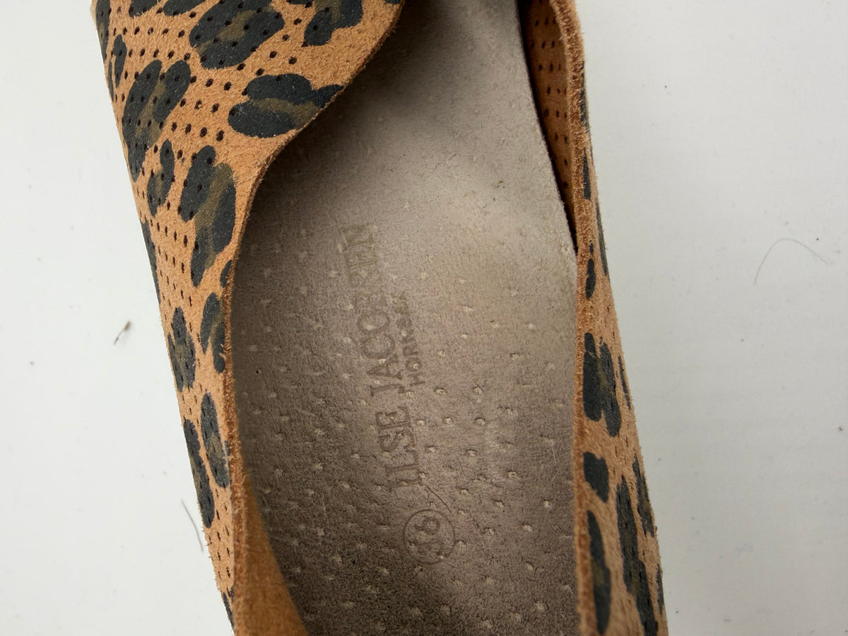 Brown Ilse Jacobsen cheetah slip ons, 36