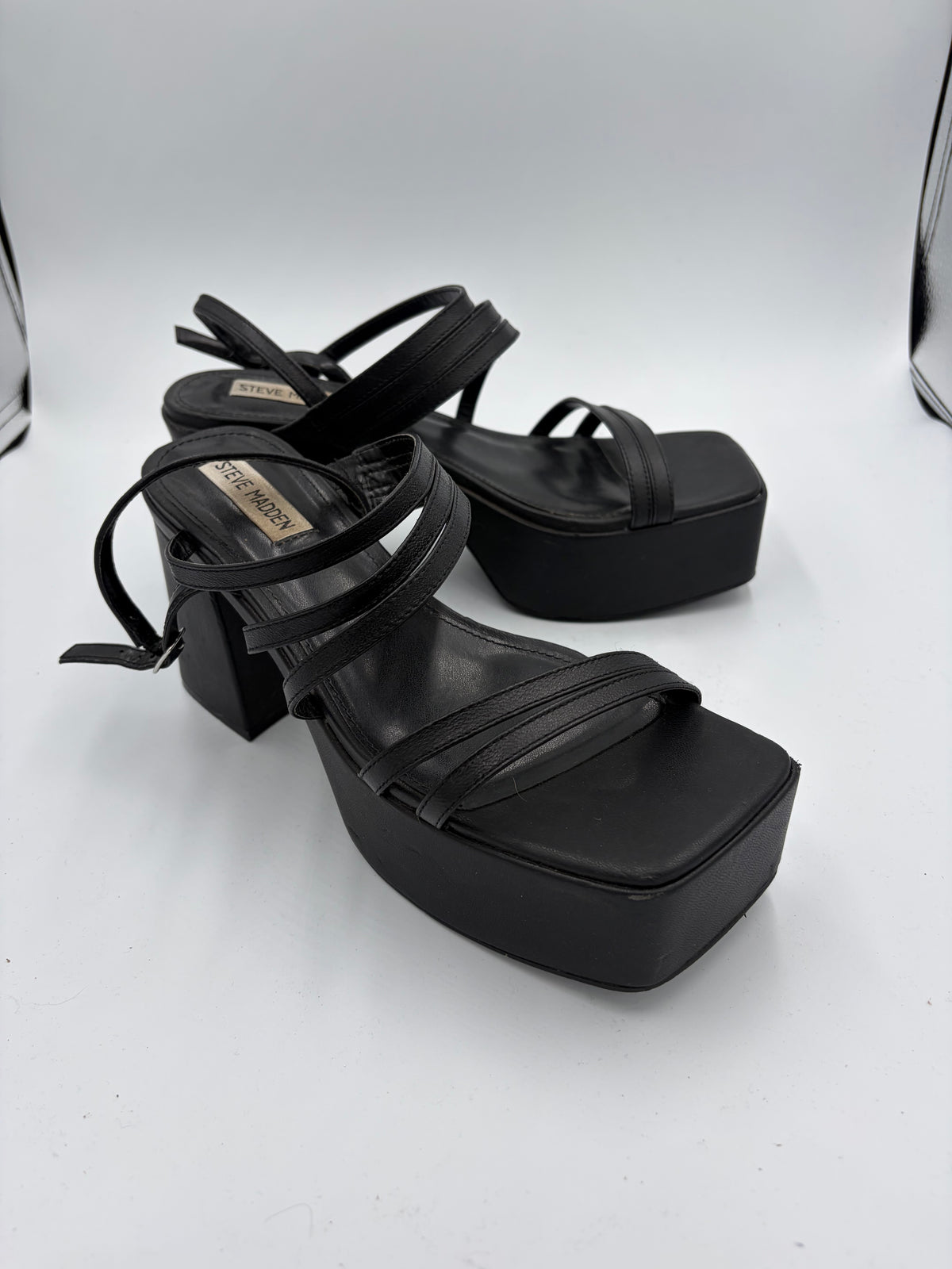 Black Steve Madden Platform Sandals, 10