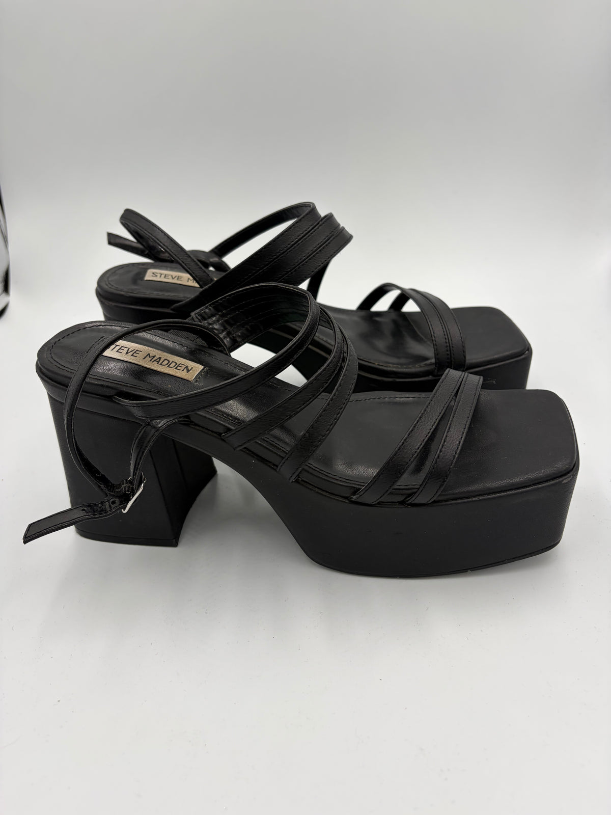 Black Steve Madden Platform Sandals, 10