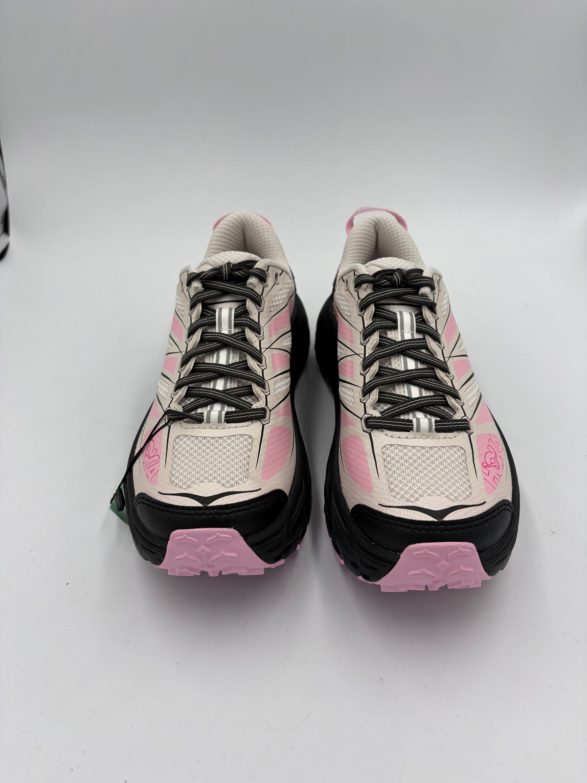 white/pink Hoka NEW Mafate Speed 2 hiking shoes, 5.5