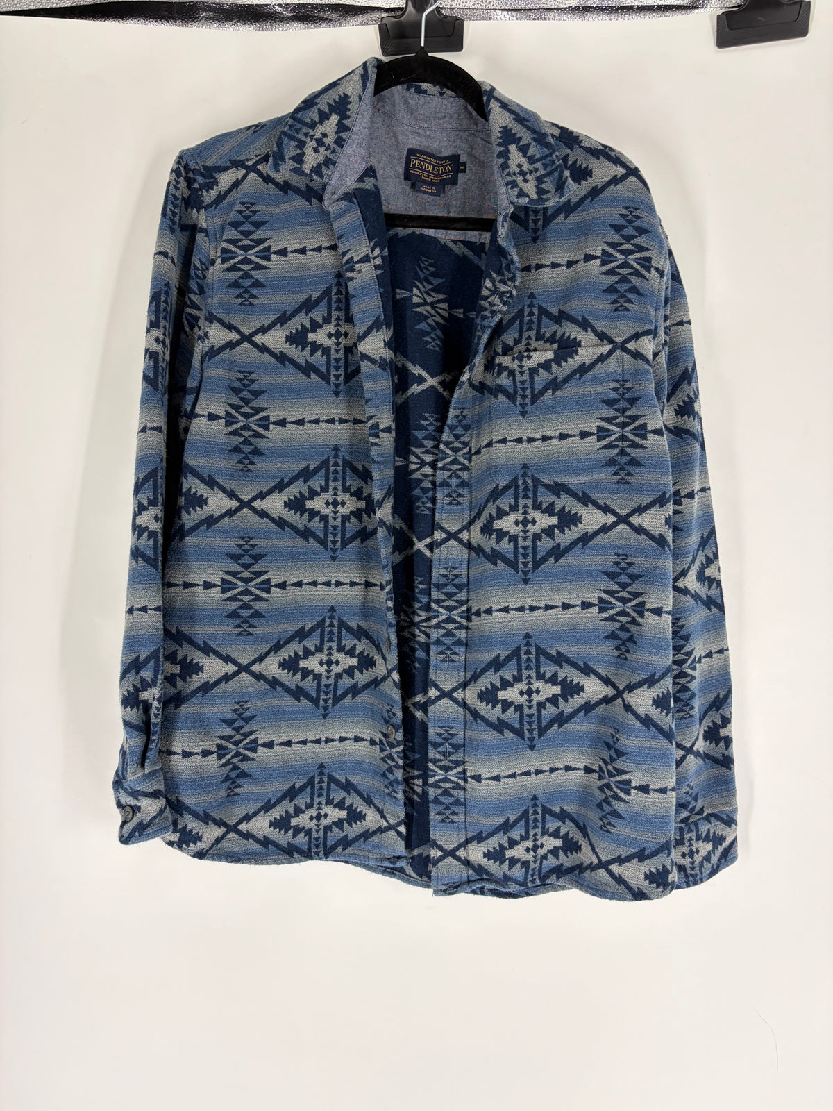 Blue Pendleton Patterned Flannel, M