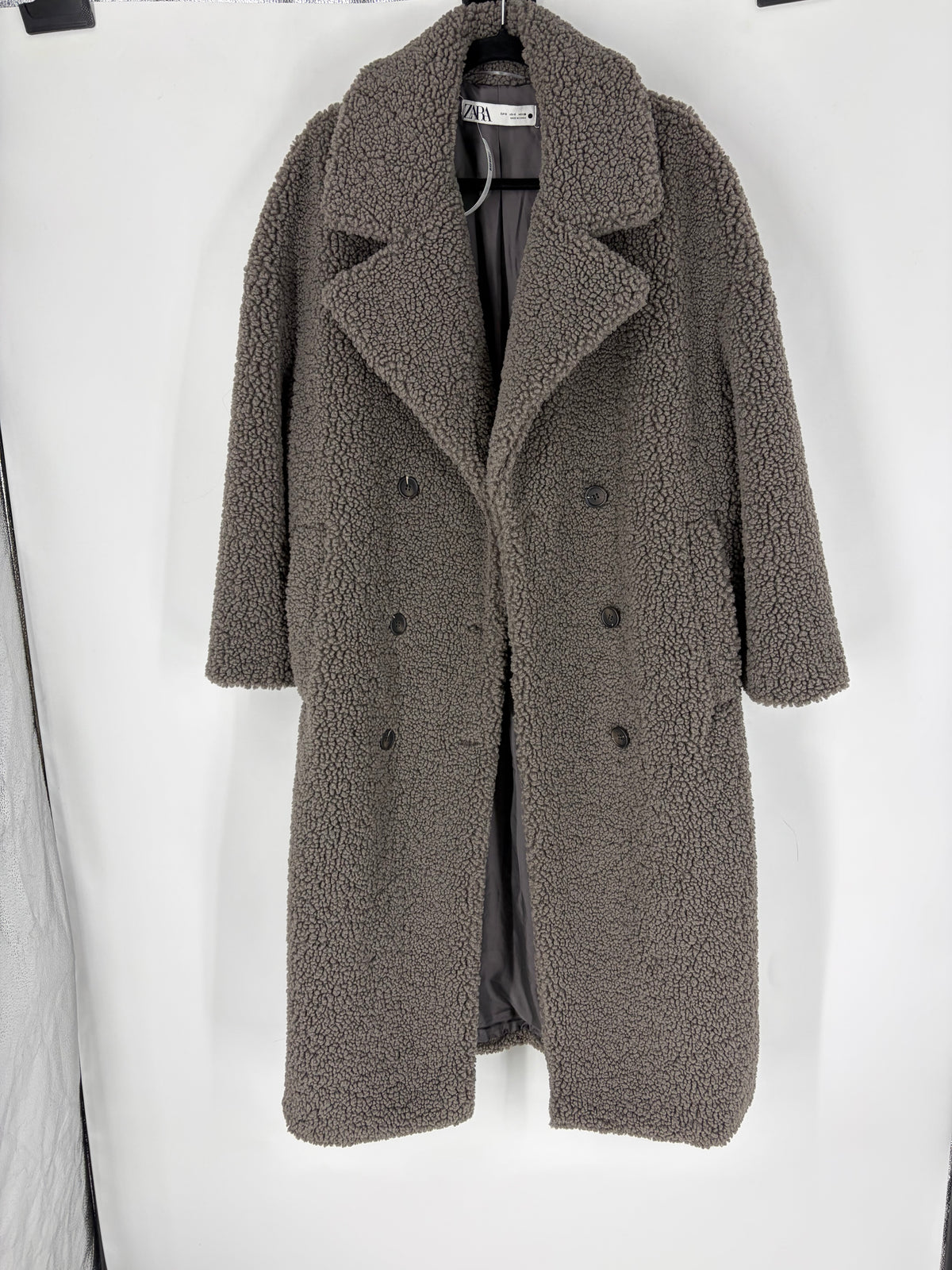 Brown Zara Teddy Long coat, S