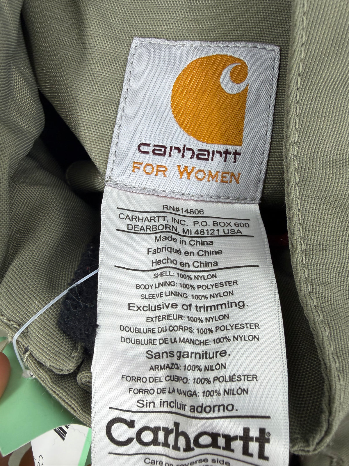 Green Carhartt  Waterproof Jacket, S