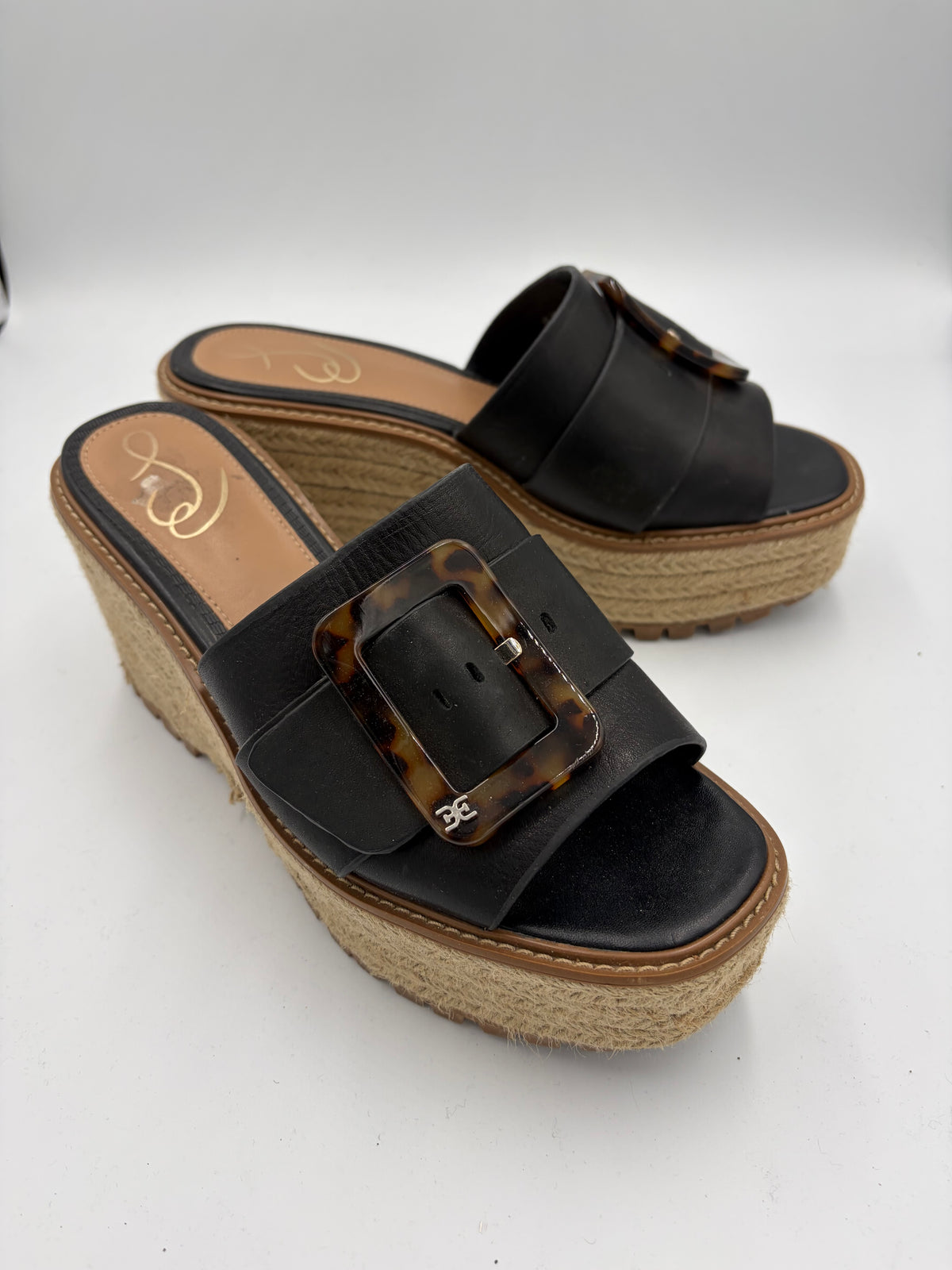 Black Sam Edelman platform buckle espadrilles, 9.5