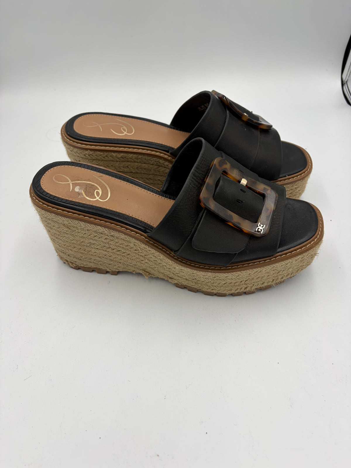 Black Sam Edelman platform buckle espadrilles, 9.5