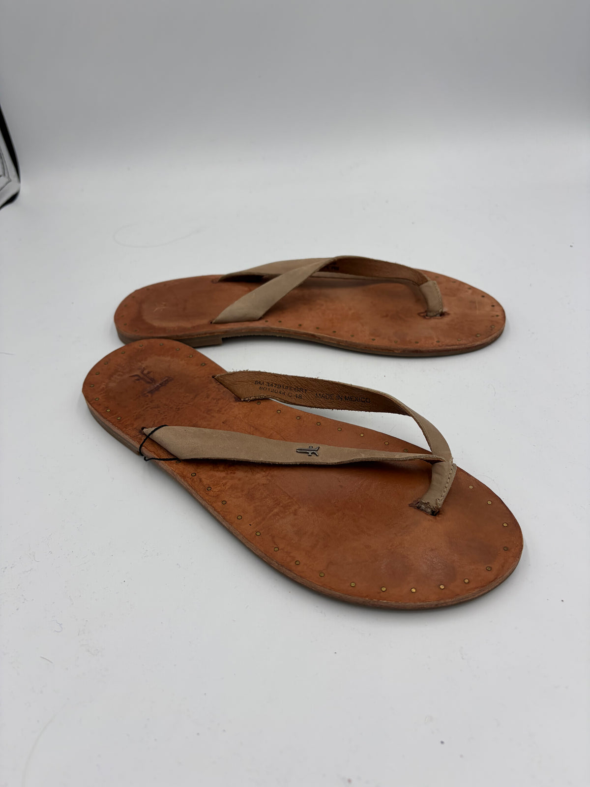 Brown Frye Leather Flip Flops, 9