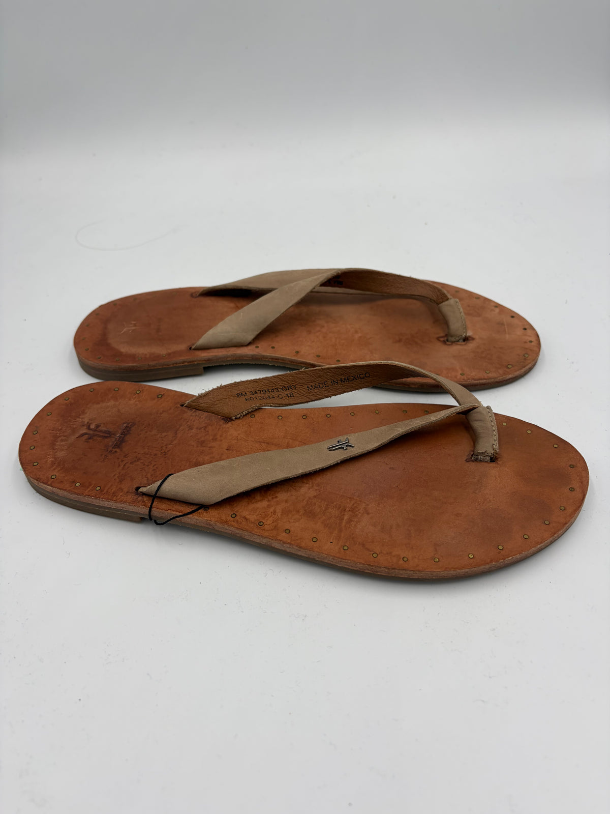 Brown Frye Leather Flip Flops, 9
