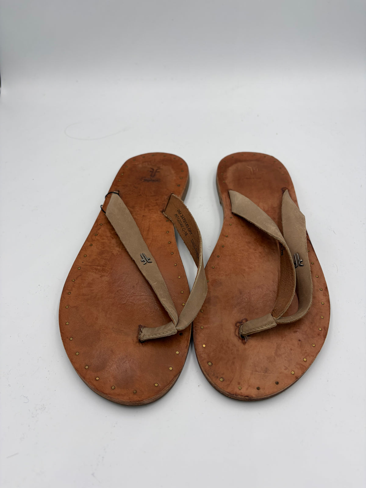 Brown Frye Leather Flip Flops, 9
